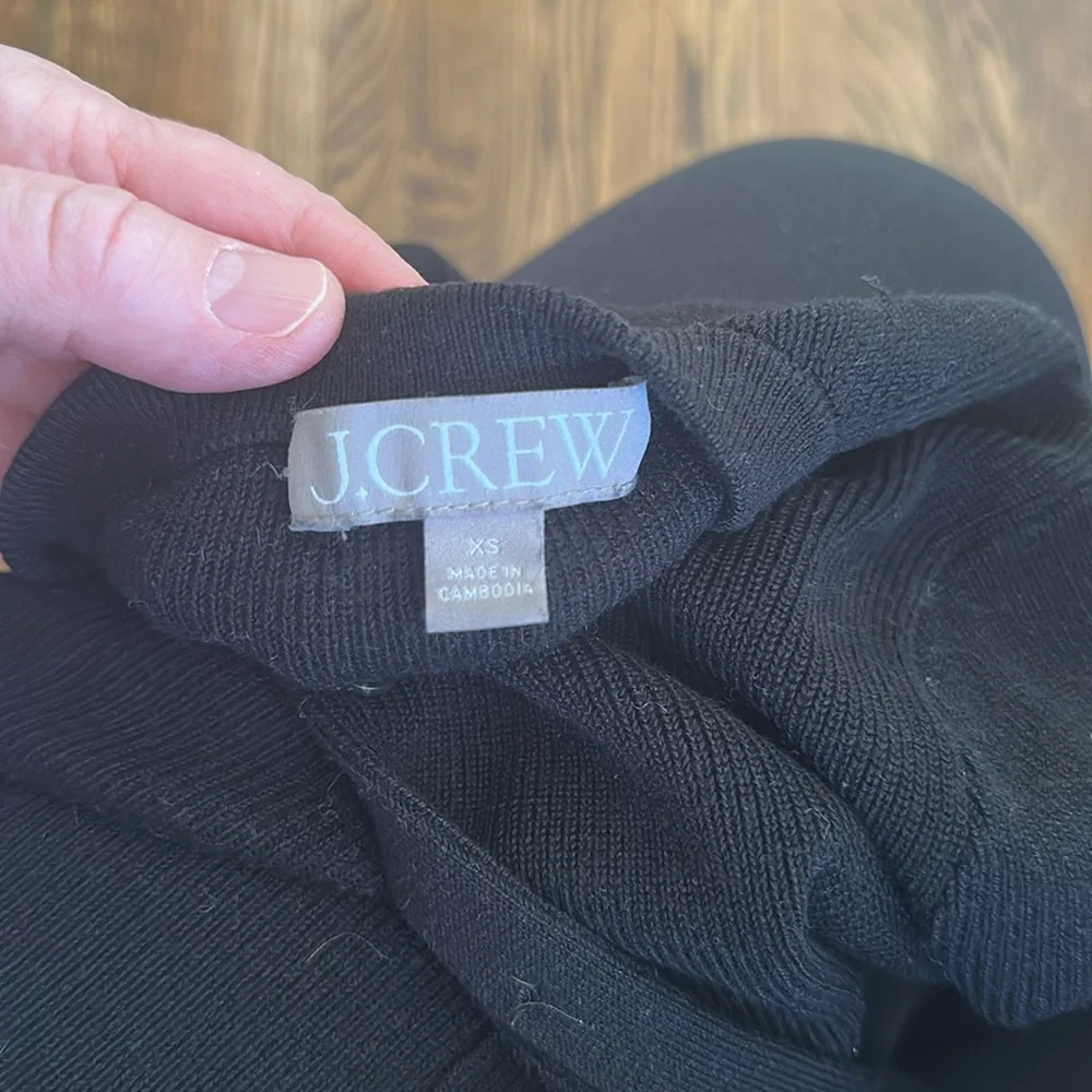 J. Crew Factory Classic cotton crew neck ribbed cardigan sweater Black Size xs - Picture 4 of 6